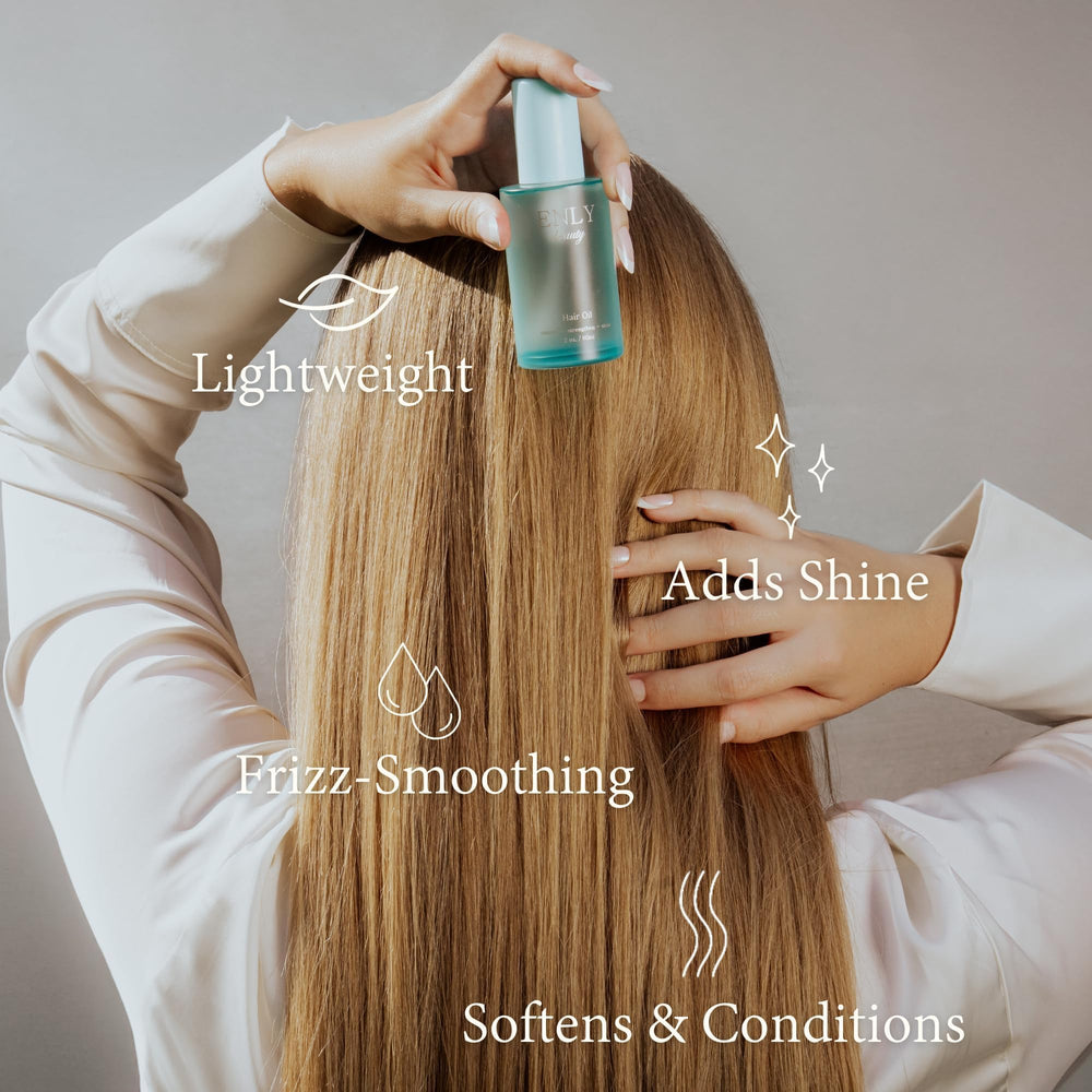 enly beauty application on damp hair demonstrating smoothing and detangling benefit