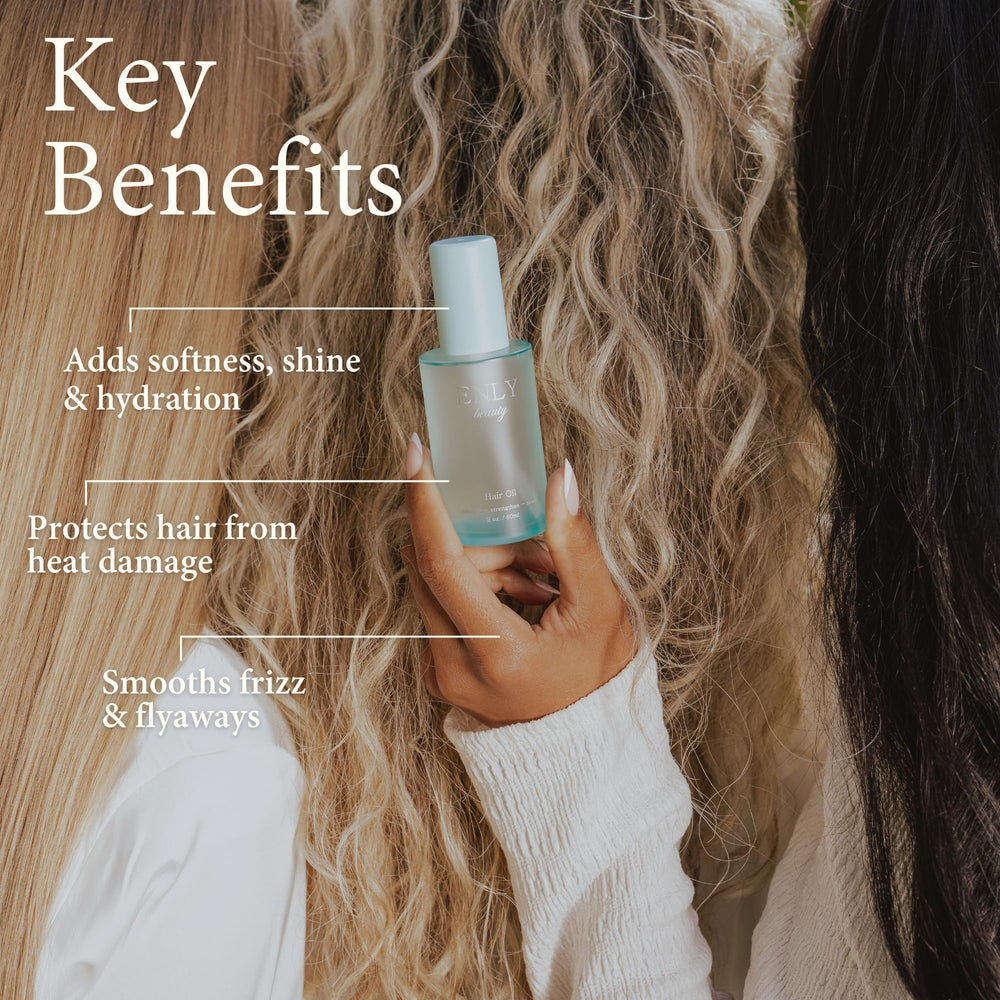 enly beauty finish on dry hair showing glossy frizz-free results and natural movement