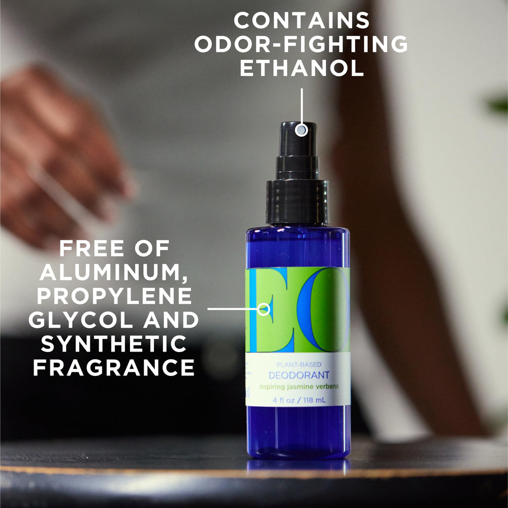 EO deodorant spray close-up nozzle for controlled, easy application benefit