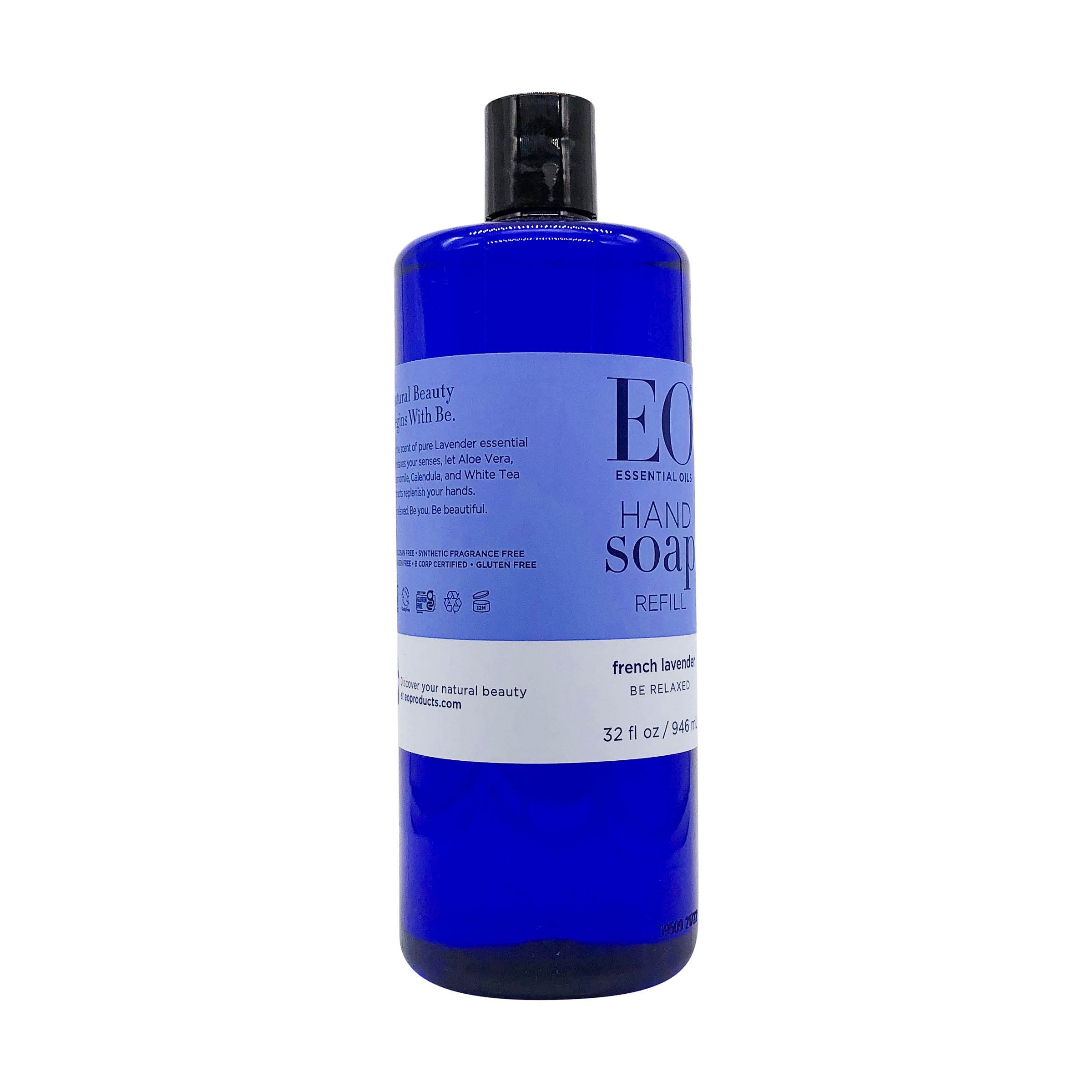 EO bottle held in hand to show 32 oz scale and refill convenience
