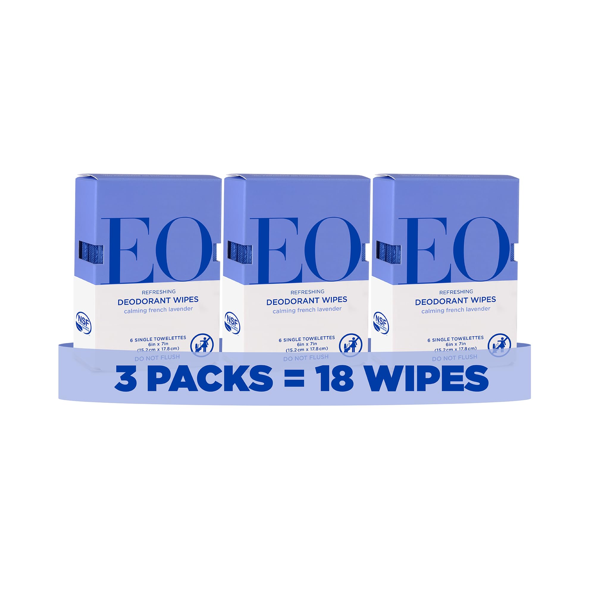 EO front packaging showing three-pack and travel convenience benefit