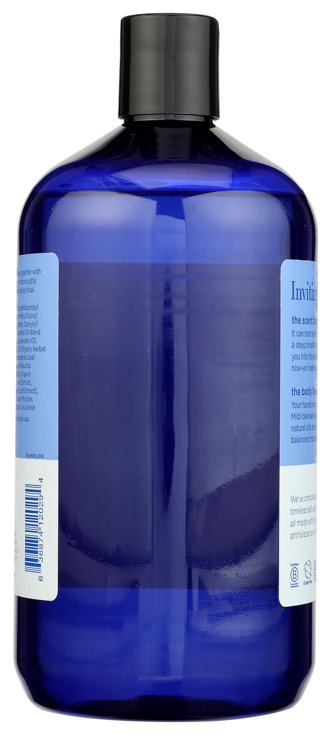 EO close-up pouring liquid showing gentle coconut-derived cleanser