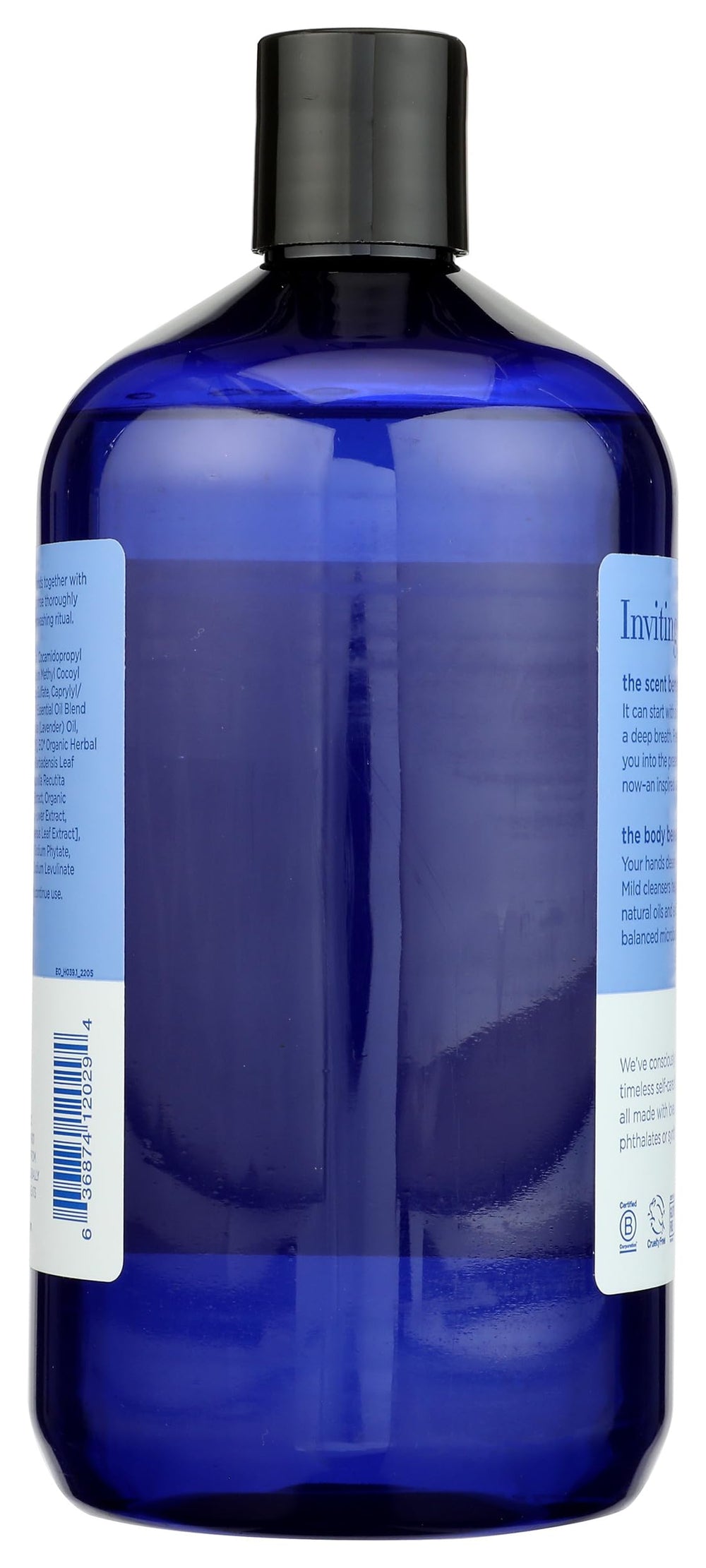 EO close-up pouring liquid showing gentle coconut-derived cleanser