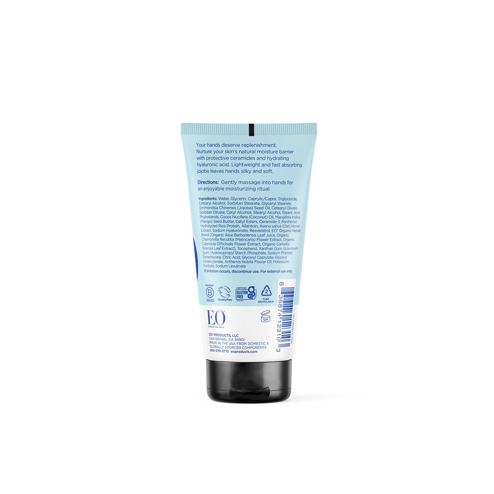 EO pump close-up showing smooth cream texture and easy dispensing benefit