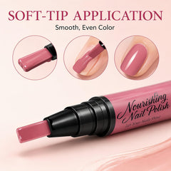 EONFAVE pen held during application demonstrating controlled strokes and faster manicures benefit