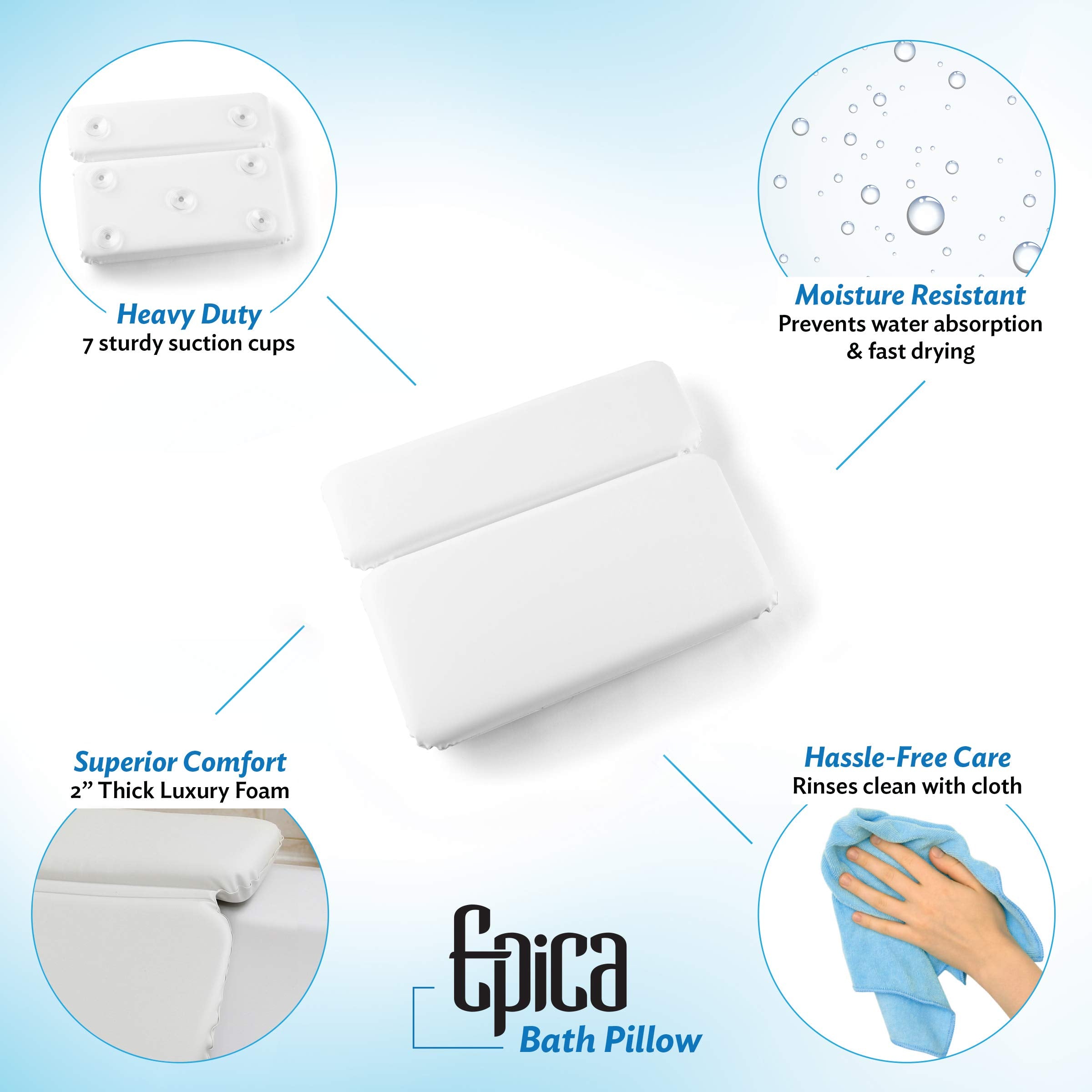 Epica pillow strong suction cups closeup ensuring non‑slip hold
