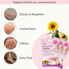 Epielle foot mask worn for treatment to deliver concentrated moisturization