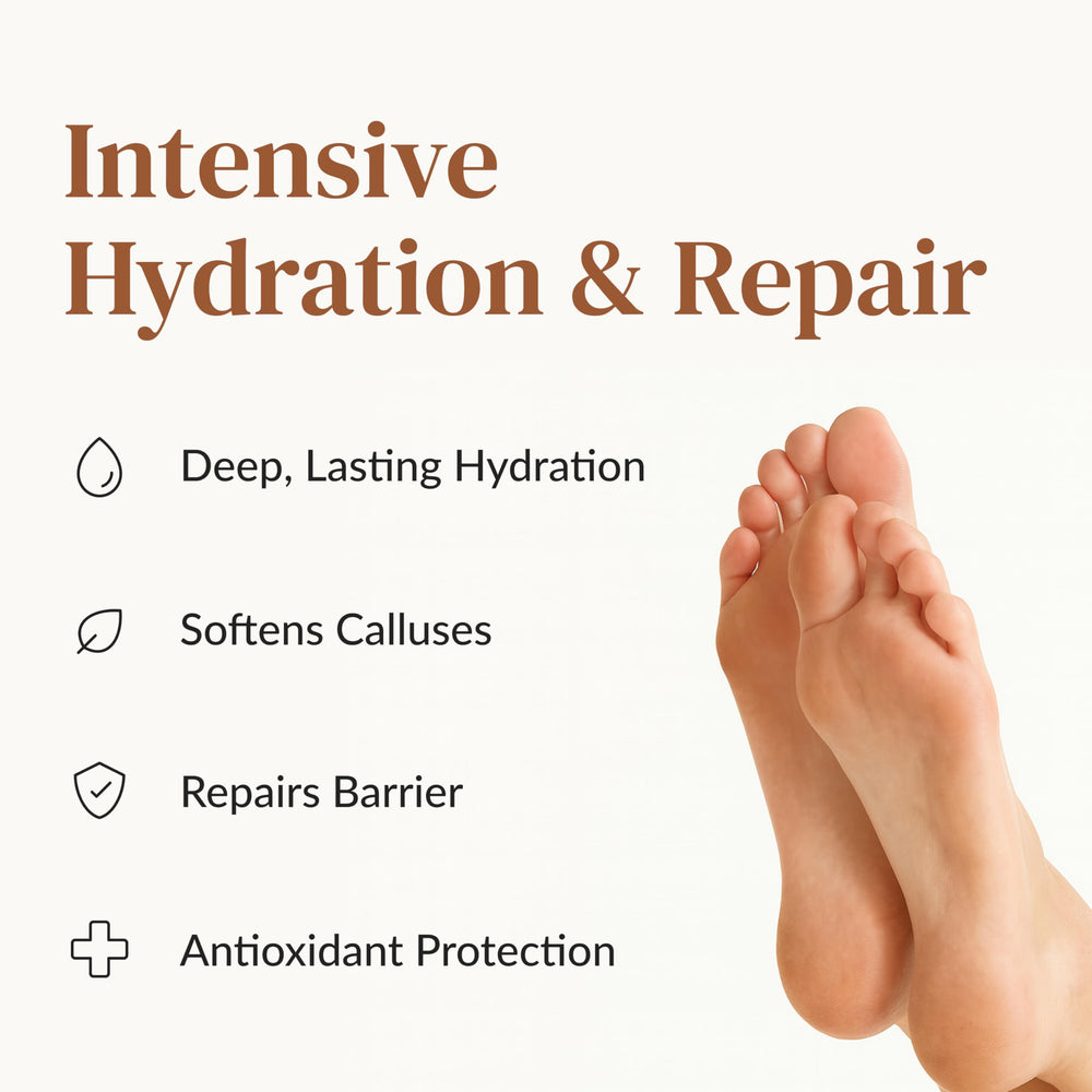 Epielle foot mask worn during home routine for immediate comfort
