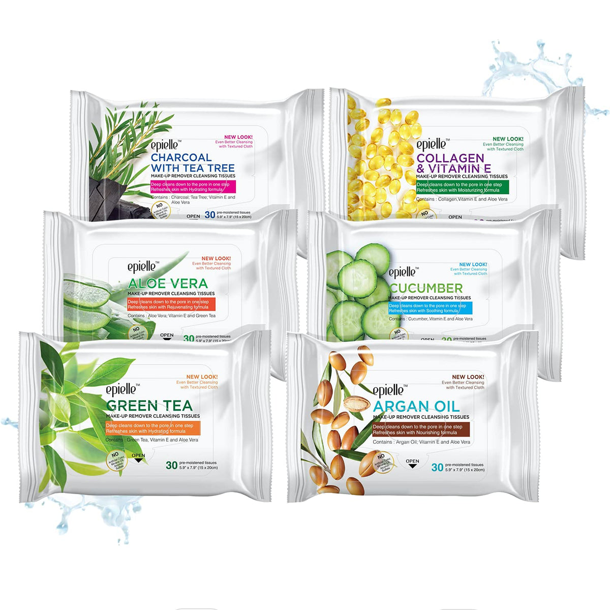 Epielle front packaging showing six-pack bulk and 30 wipes benefit convenience