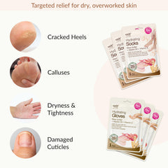 Hands wearing Epielle gloves during treatment, promoting soft hydrated hands