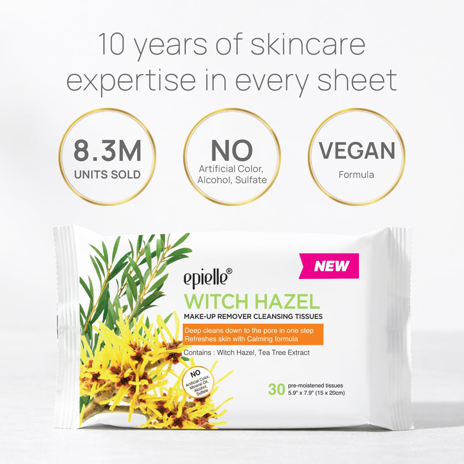 epielle single wipe closeup showing moist cloth and fast cleansing