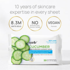 Epielle wipe with drop of solution showing moisturizing aloe and collagen boost