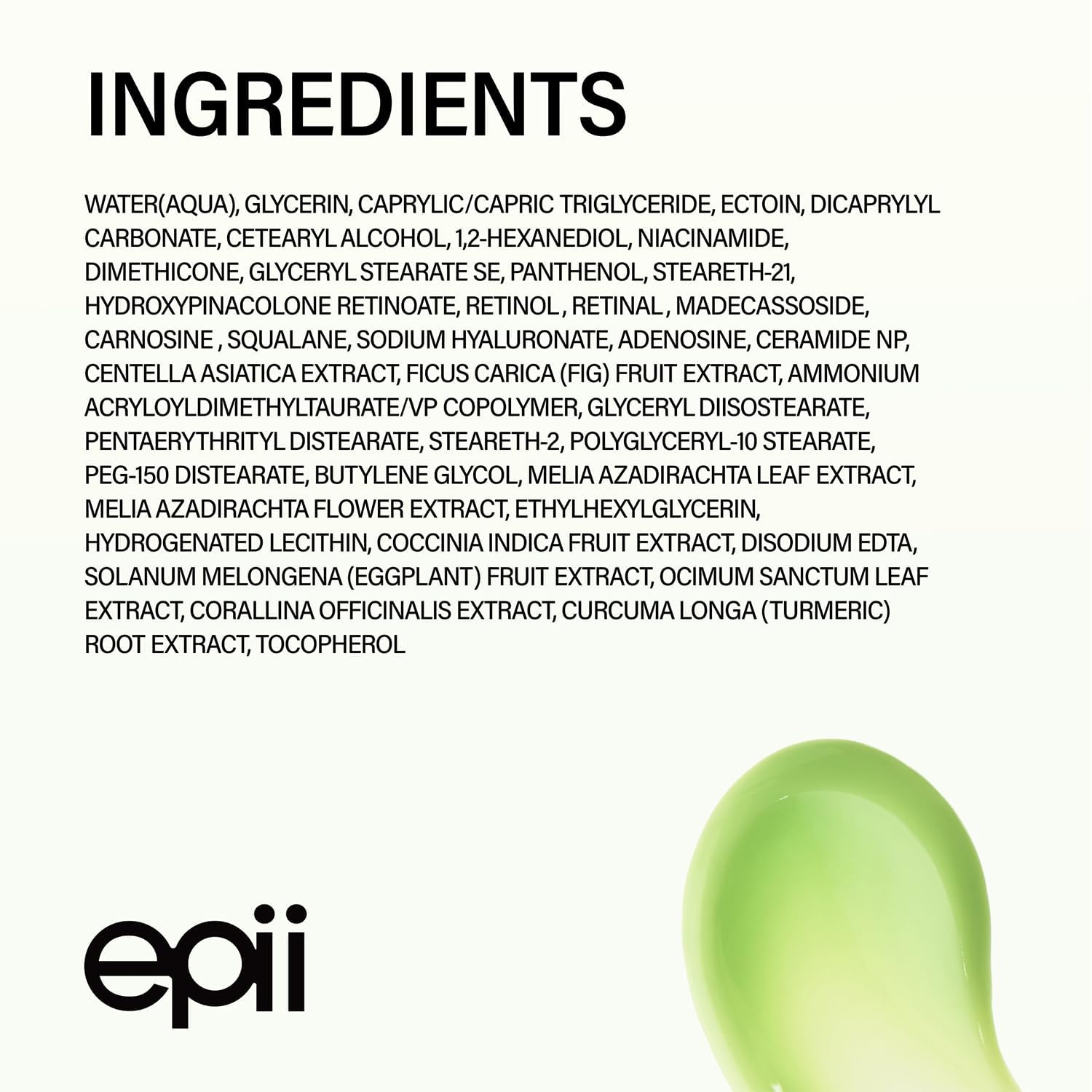 epii box label close-up showing formulations and key actives