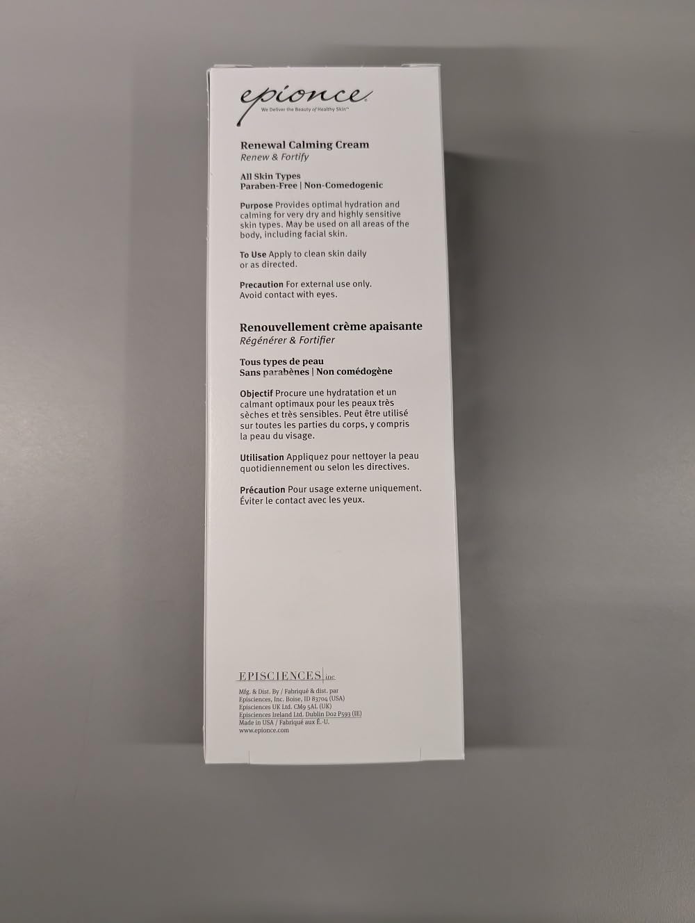 Epionce Renewal Calming Cream ingredients shot with ceramides and colloidal oatmeal benefits