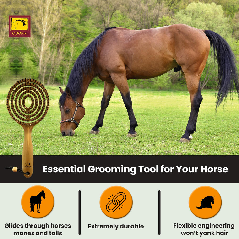 Epona brush inside grooming kit illustrating portability and stable-ready benefit