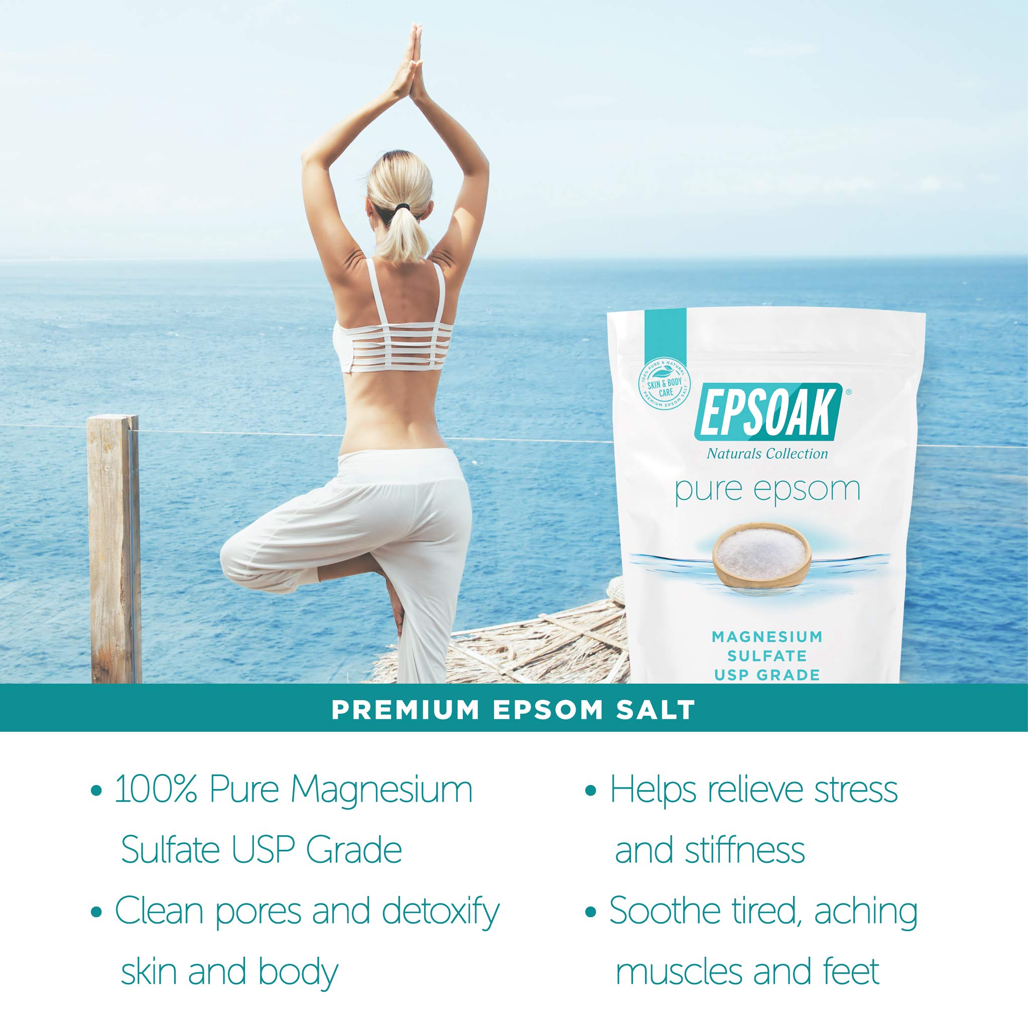 Person soaking feet in a basin using Epsoak, demonstrating easy at-home foot spa benefits