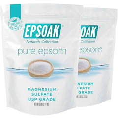 Epsoak front packaging showing resealable two 5 lb bags and clear branding, convenient storage