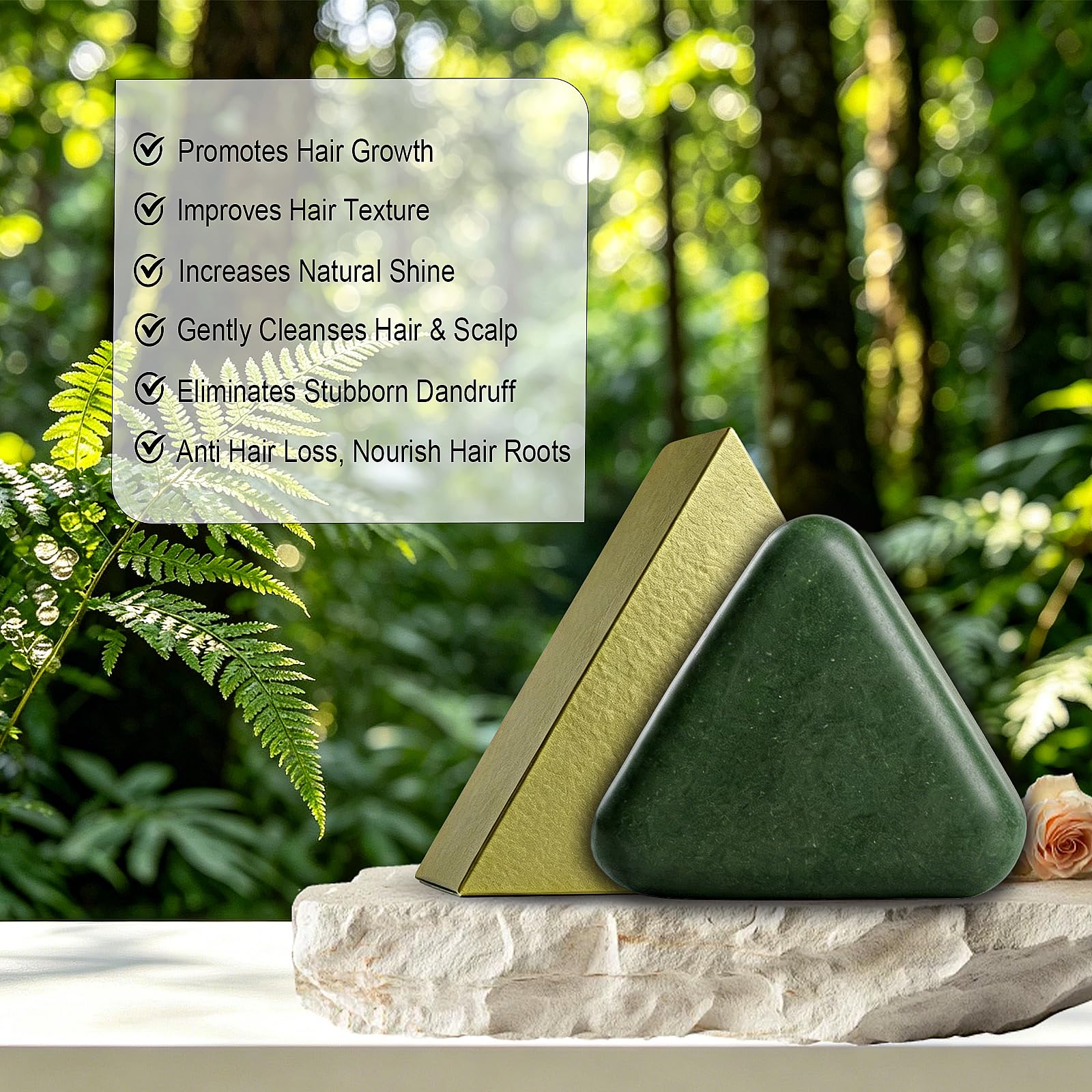 Eqimznv styled on bathroom shelf showing travel-ready solid shampoo convenience
