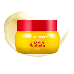 EQQUALBERRY jar front view showing brightening cream and clear labeling benefit