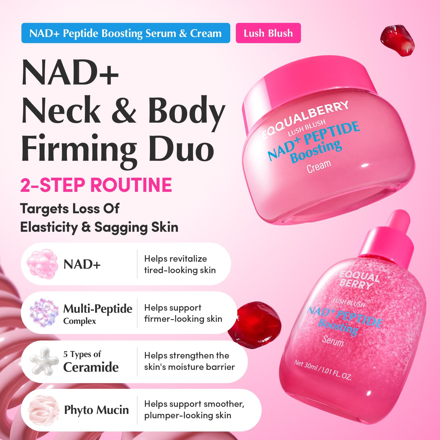 EQQUALBERRY serum dropper texture demonstrating lightweight absorption benefit