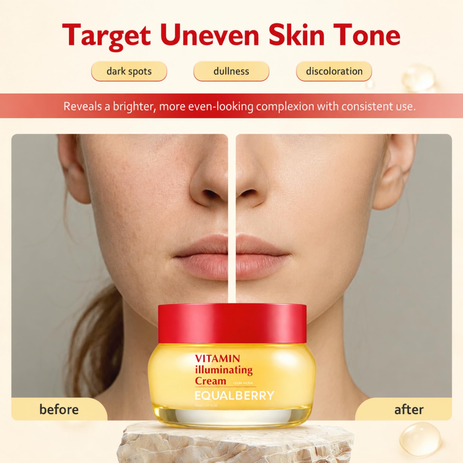 EQUALBERRY open jar displaying cream interior to show non-greasy finish and moisturizing feel