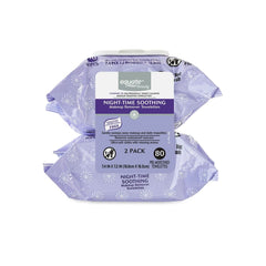 Equate front packaging showing two 40-count nighttime wipes packs and benefits
