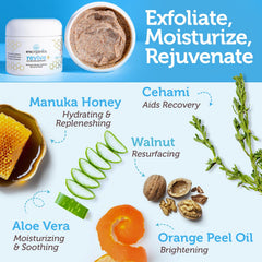Era Organics close-up texture of Manuka honey exfoliant, showing gentle granular polish