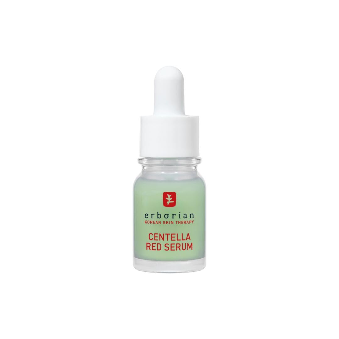 Erborian Centella Red Serum front packaging shows compact travel-friendly bottle and calming benefits
