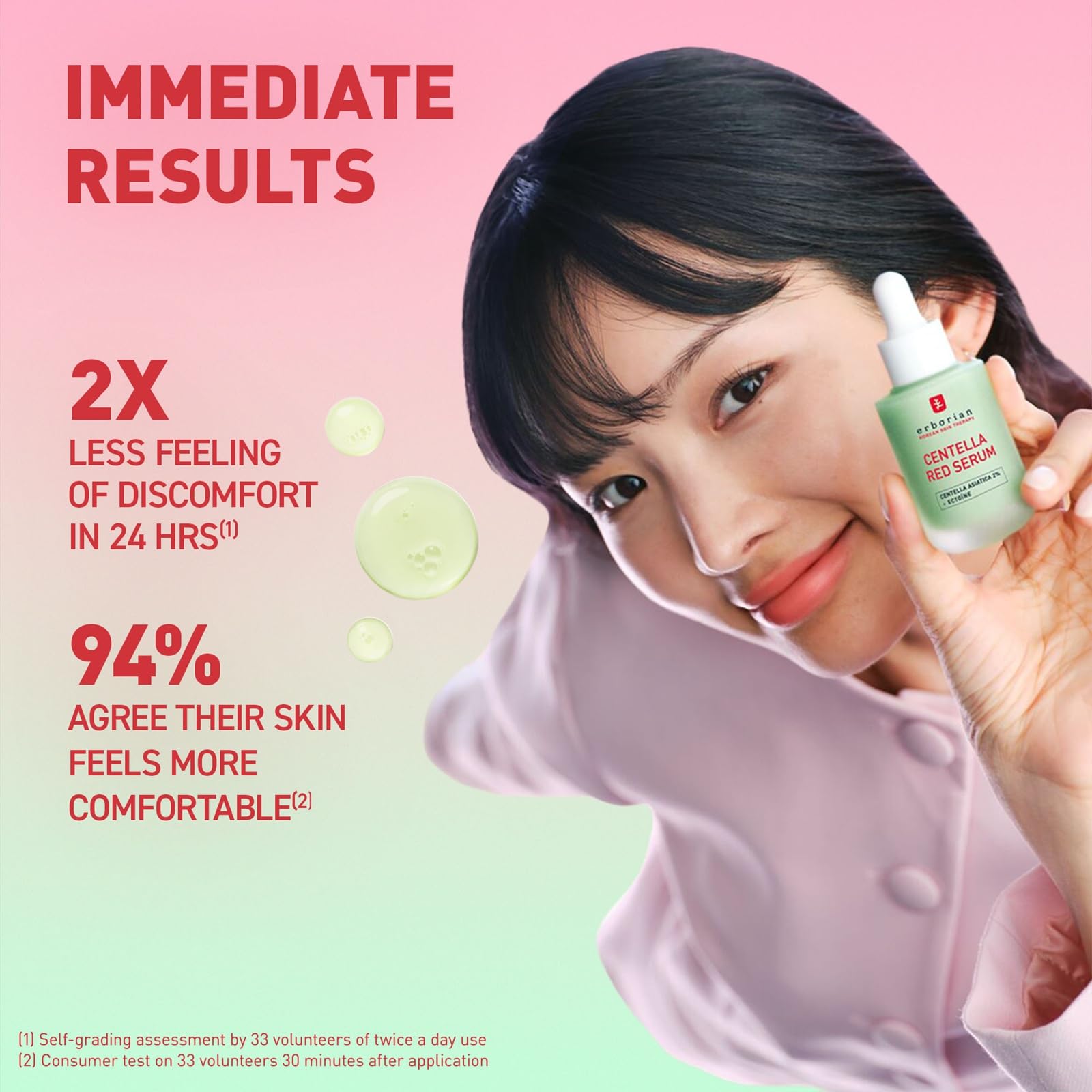 Erborian Centella Red Serum travel size on vanity for easy carry and on-the-go soothing