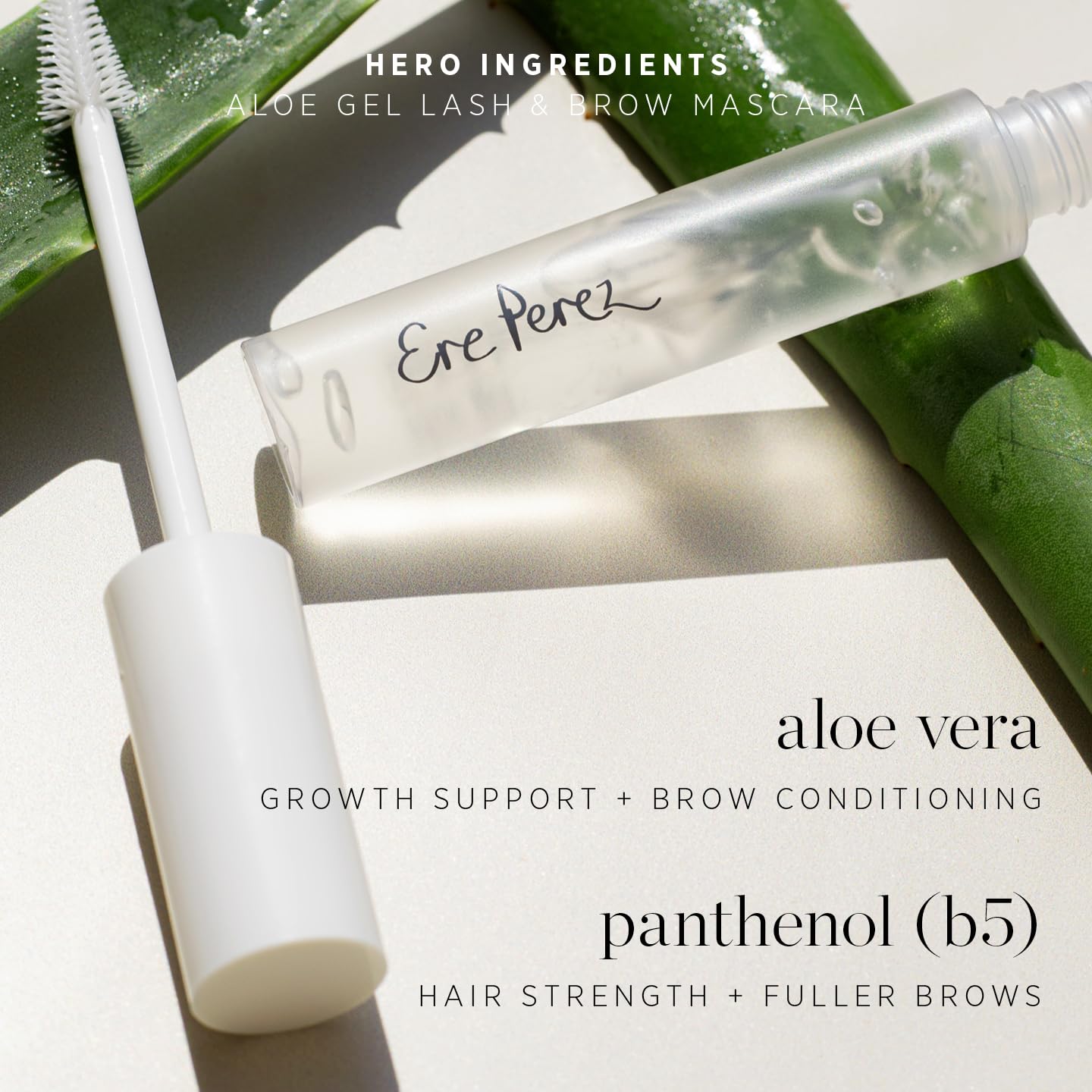 Ere Perez on brows showing groomed arch and natural definition benefit