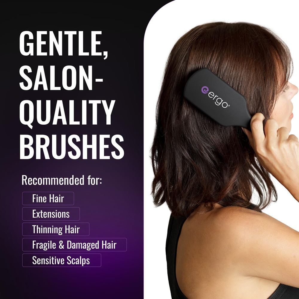 ERGO bristle close-up revealing dual-height bristles for gentle detangling