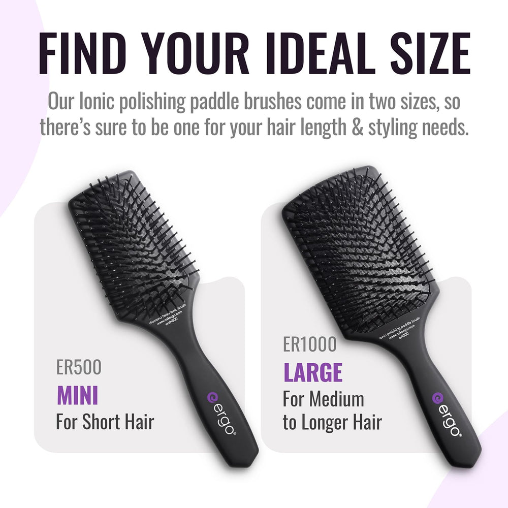 ergo brush soft-touch handle grip for comfortable control when styling