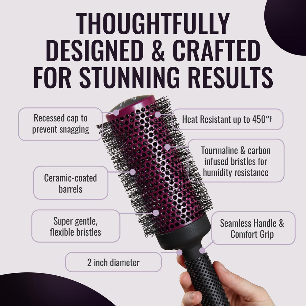ergo silicone handle with recessed tip preventing snagging and increasing styling control