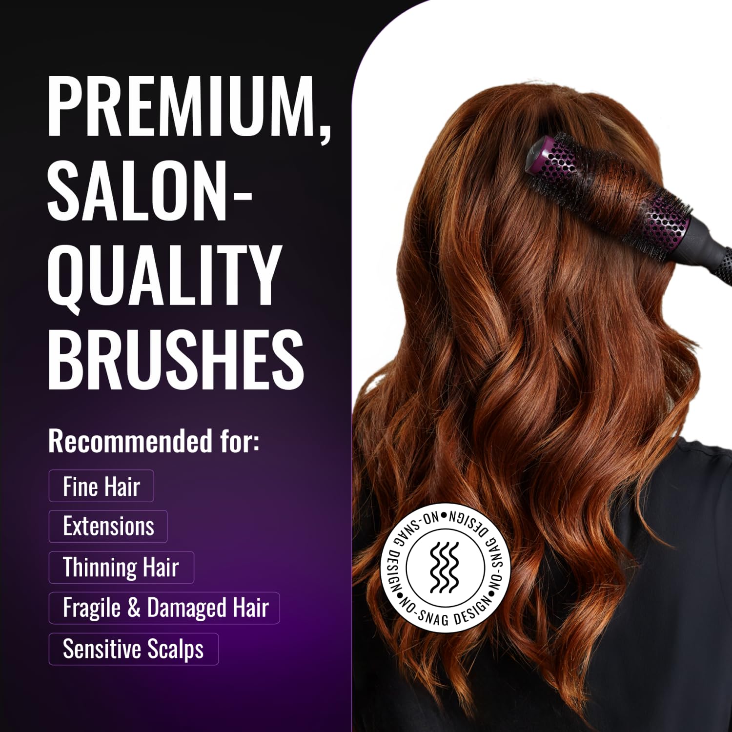 ergo tourmaline bristle texture highlighting ion technology for reduced frizz