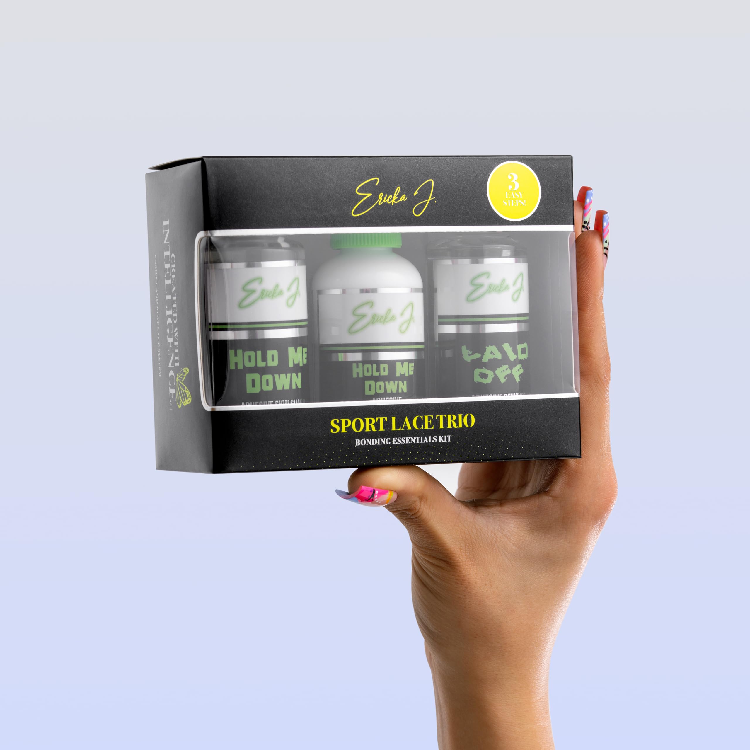 Ericka J Laid Off remover spray nozzle ready for gentle adhesive lift and residue-free removal