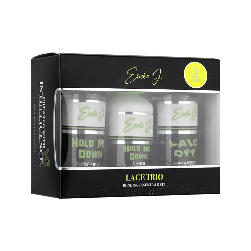 Ericka J trio kit front packaging showing complete three-step system for secure wear
