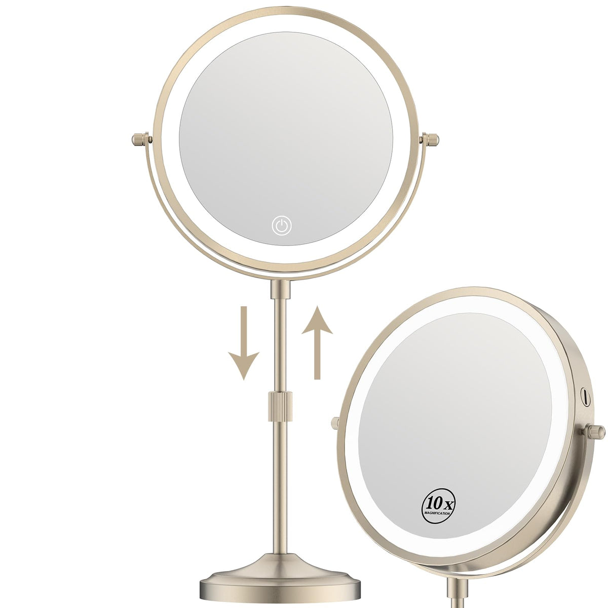 Erlingeryi front view brushed nickel finish showing sleek design and clear reflection