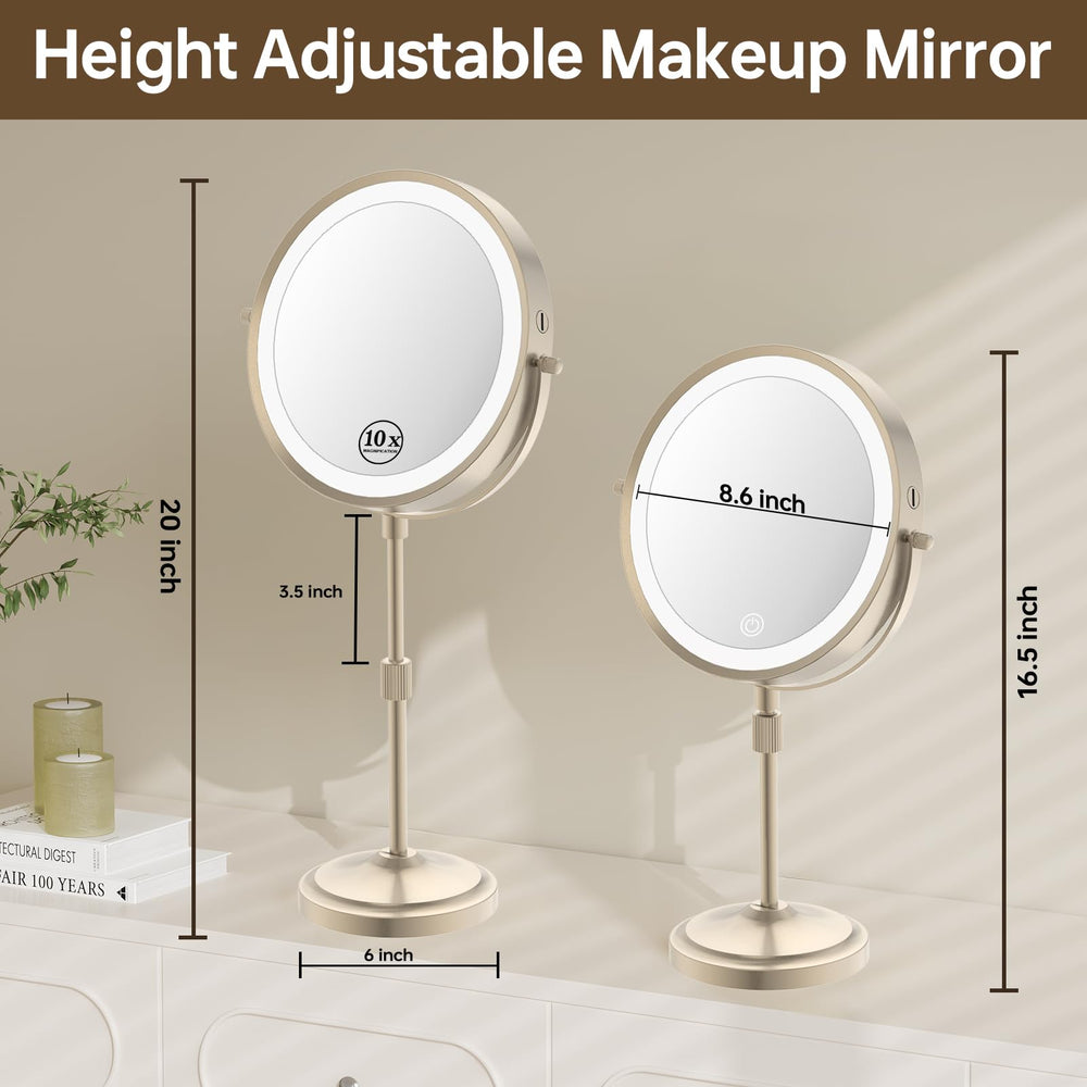 Erlingeryi LED ring detail demonstrating adjustable color temperatures for accurate makeup