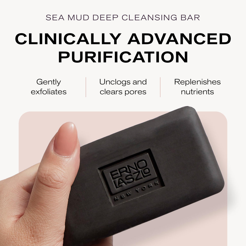Erno Laszlo angled side view of the black cleansing bar for texture detail