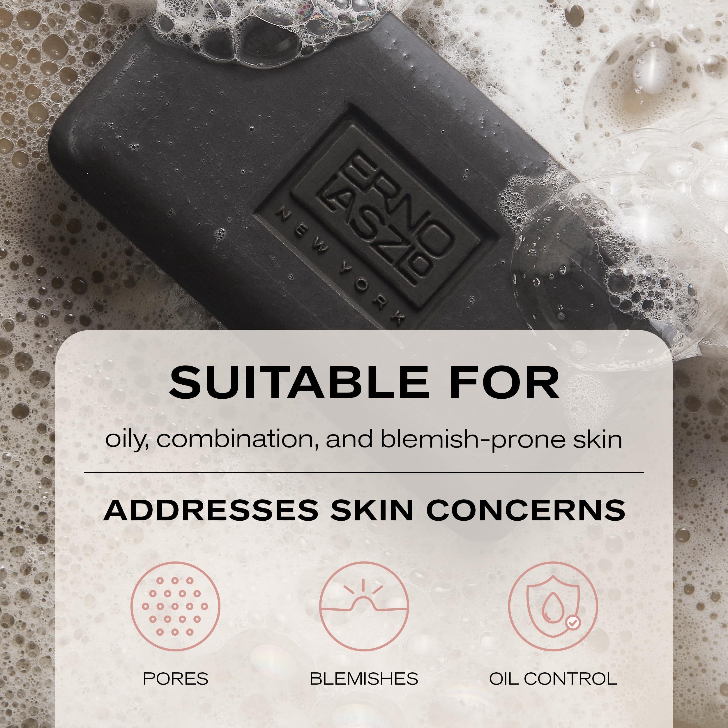 Erno Laszlo bar resting on soap dish indicating neat shower storage benefit