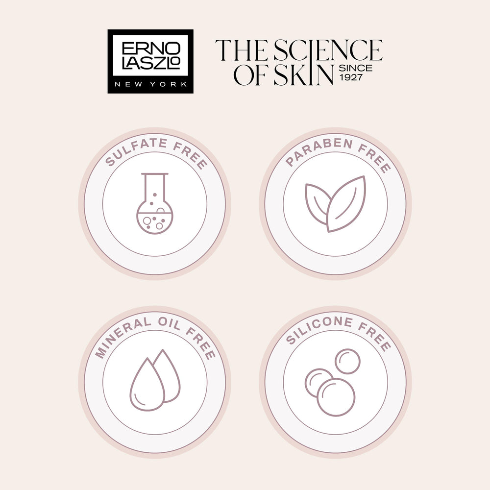 Erno Laszlo product label close shot showing clean-formula transparency benefit