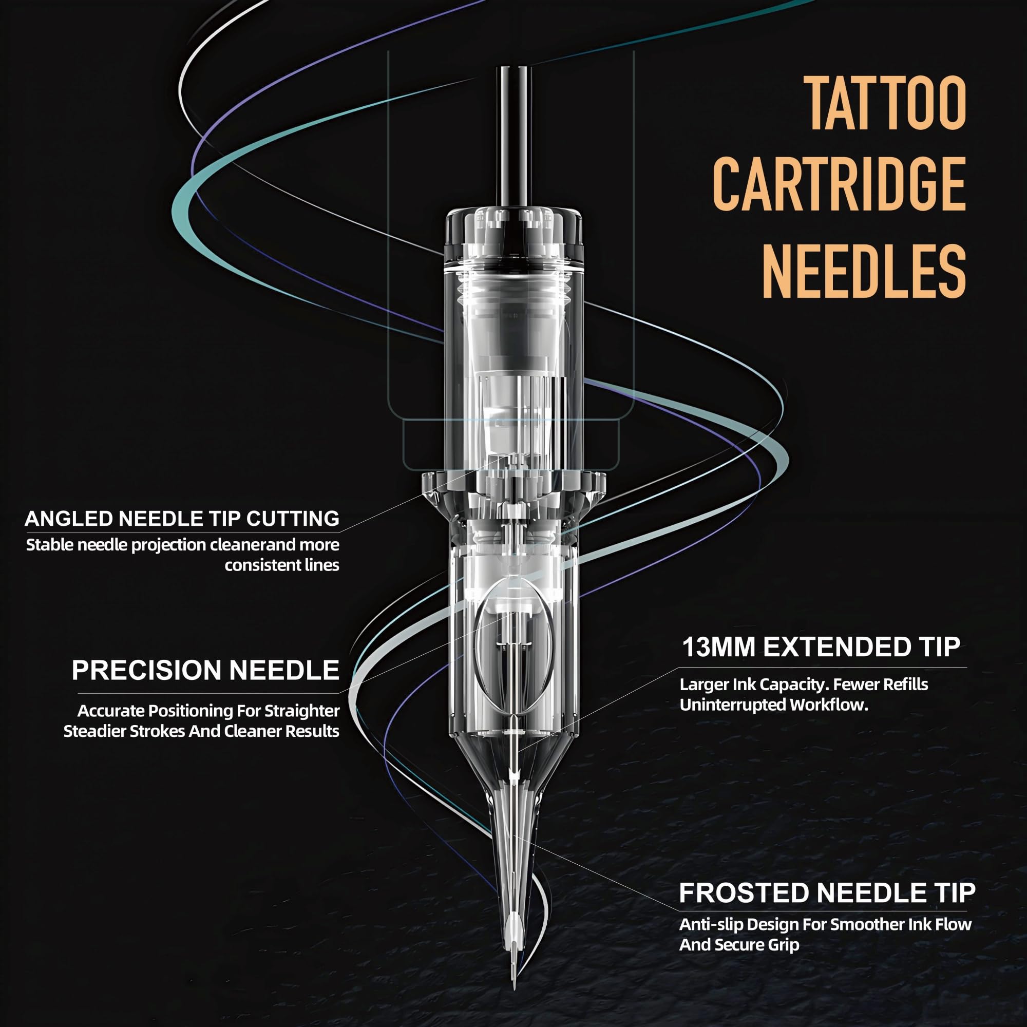 ES ETRSHIELD cartridge attached to tattoo machine in use demonstrating precise control