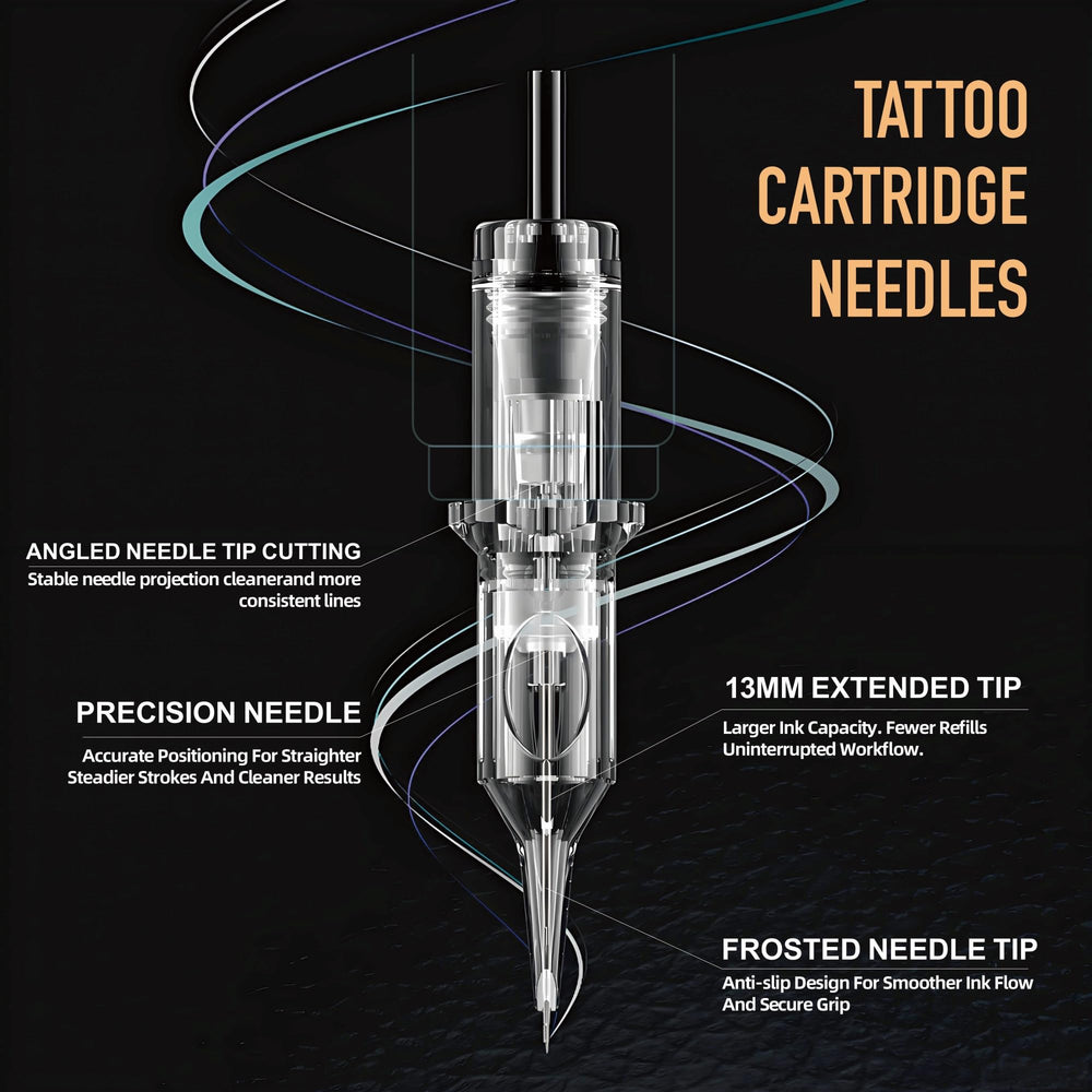 ES ETRSHIELD cartridge attached to tattoo machine in use demonstrating precise control