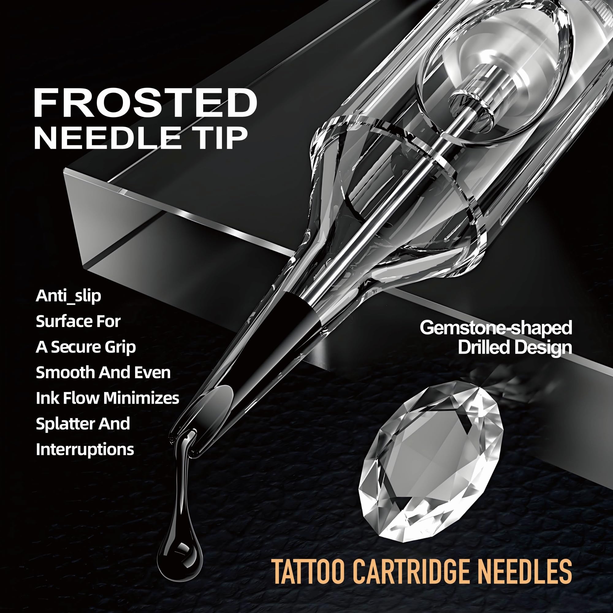 ES ETRSHIELD needles array on table displaying all five RS sizes for quick choice