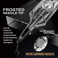 ES ETRSHIELD needles array on table displaying all five RS sizes for quick choice