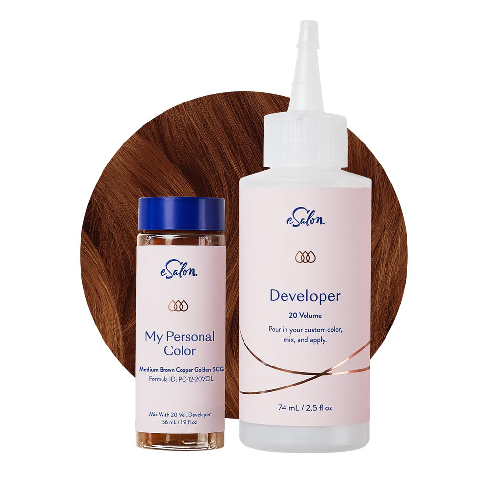 eSalon front packaging showing medium brown copper golden shade and professional result