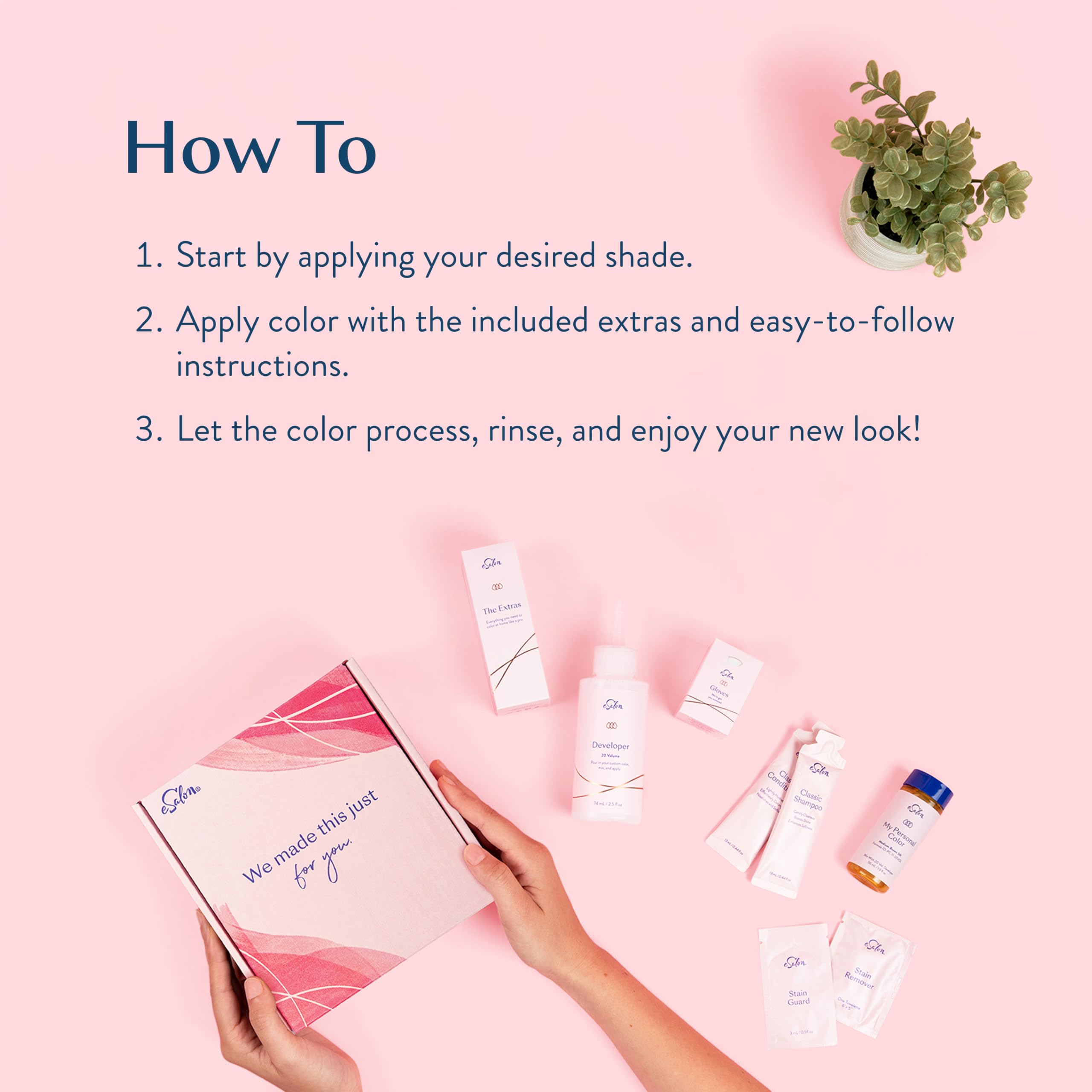 eSalon kit contents on table showing size and everything included for one complete service