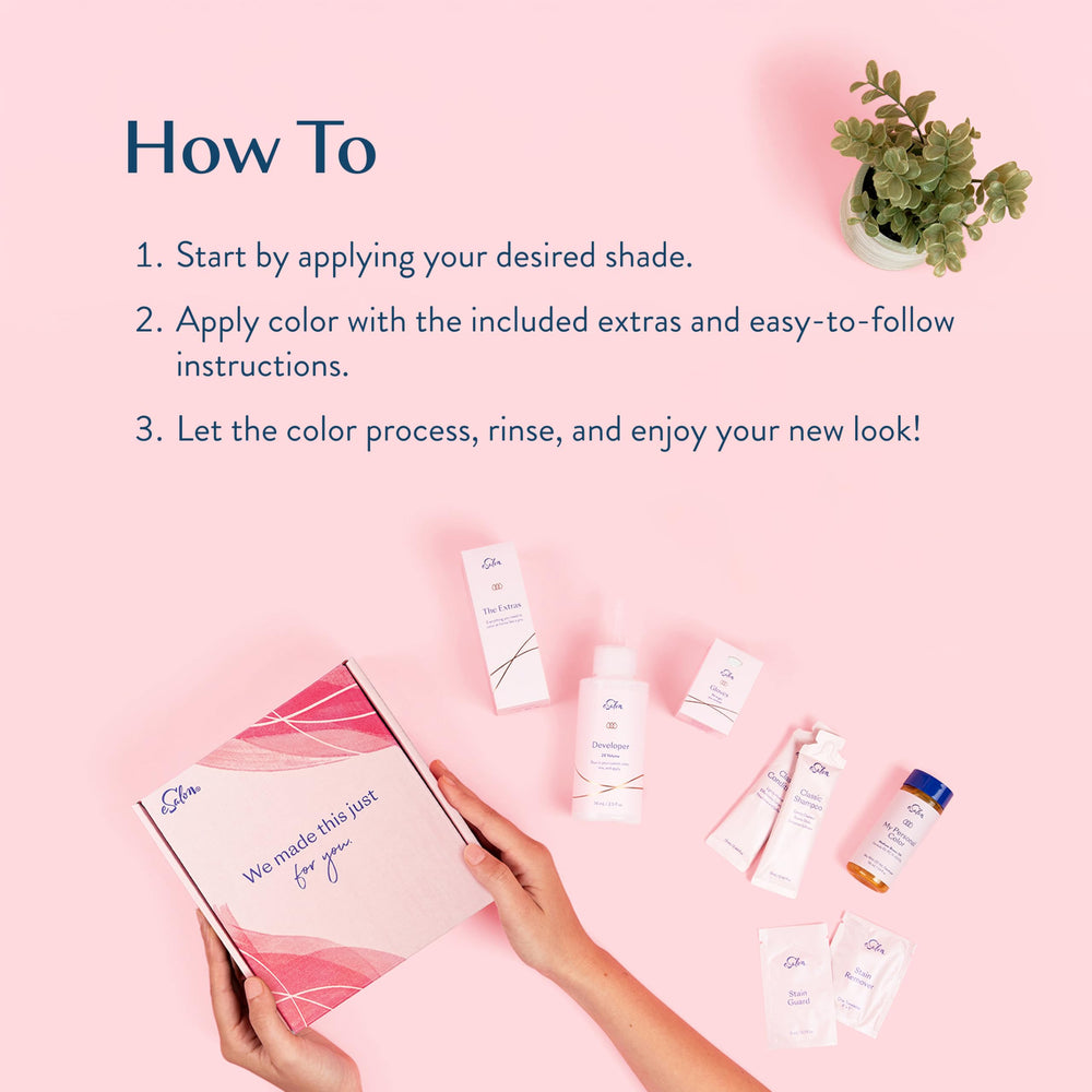 eSalon kit contents on table showing size and everything included for one complete service