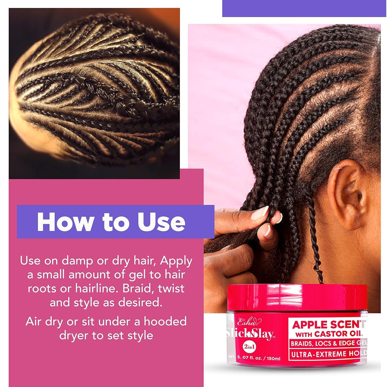 Esha Slick N Slay next to a ruler to show the 17 oz salon-size advantage