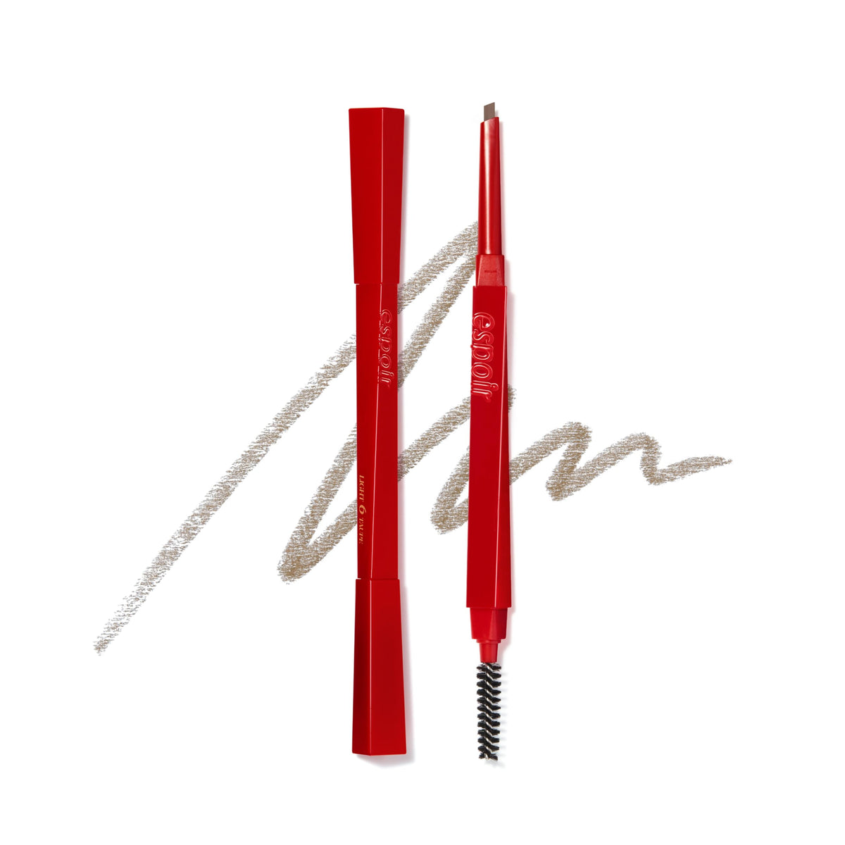Espoir front packaging shows pencil shape and shade for easy selection